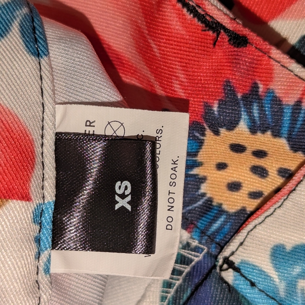 Shein XS (4-6) Floral Wide-Leg Pants in Coral & Teal - Picture 3 of 4